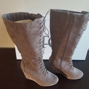 Cato Lace Up Wedge Heel Boots (Brand New)